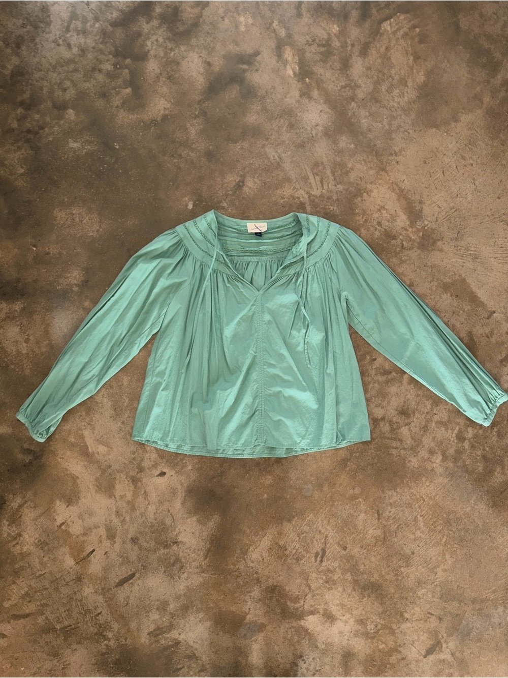 Universal Thread Sage Green Peasant Blouse Long Sleeve Boho Top S